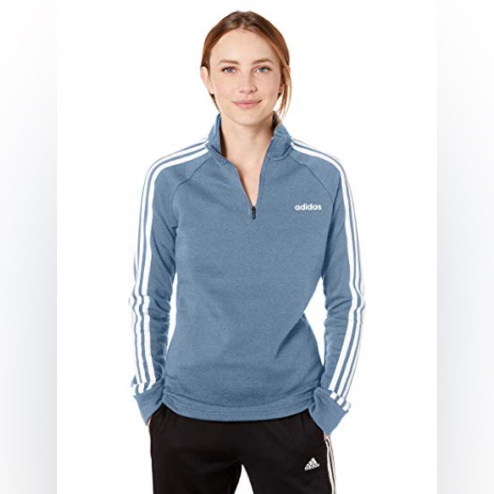 Adidas Women's Essentials Blue 3-Stripes Half-Zip Track Jacket Size Medium